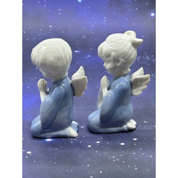 Lefton Porcelain Praying Angels Boy & Girl 4" Figurines Christmas Vintage - Picture 5 of 8